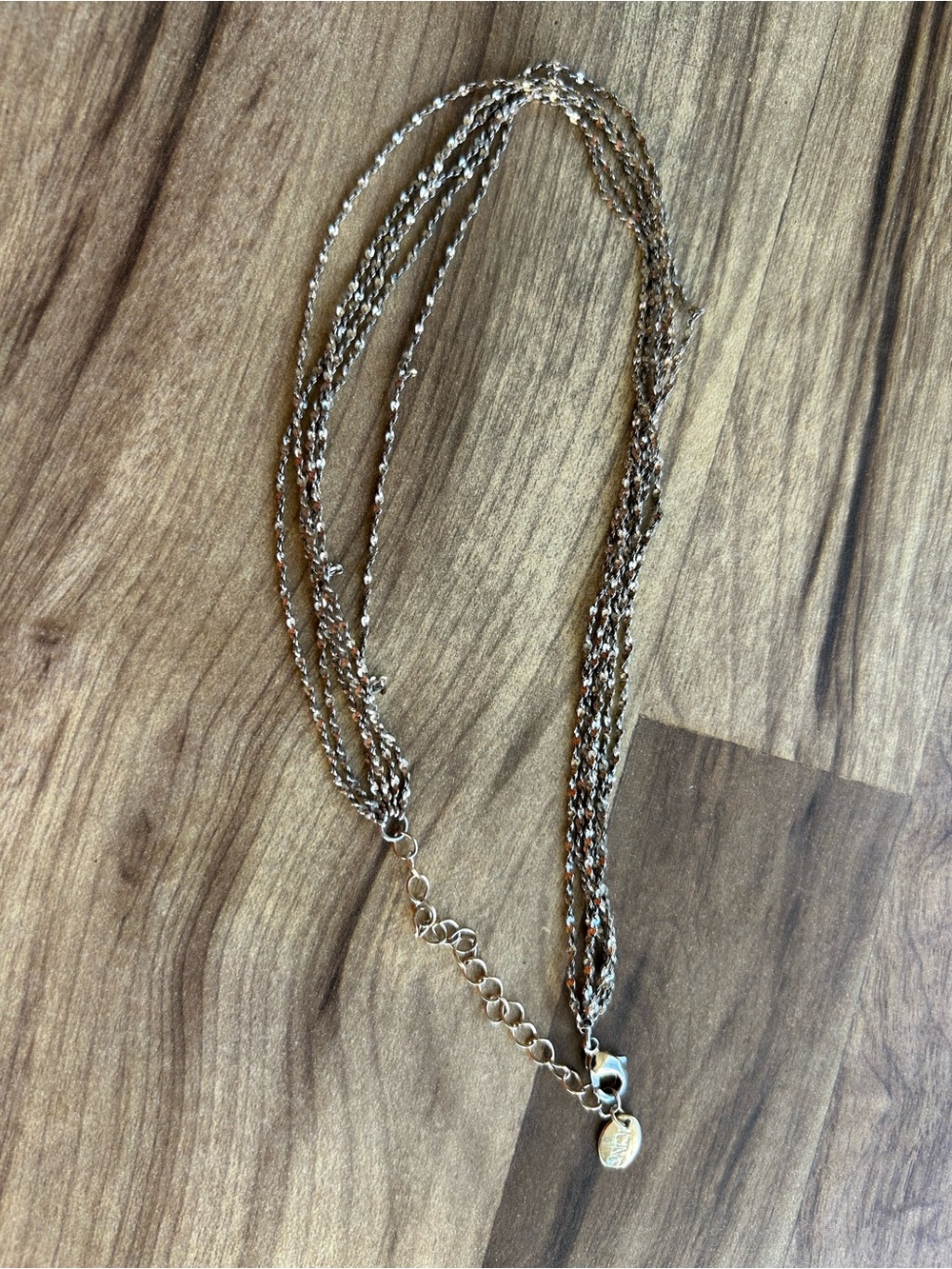 Multi-Strand Metallic Chain Necklace - Silver/Tone